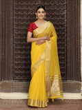 Shree Shyam Fashion Yellow Cotton Saree | Grocsy