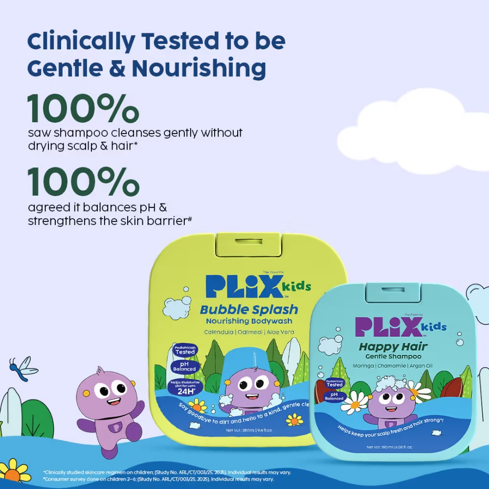 PLIX The Plant Fix Kids Happy Hair Gentle Shampoo & Bubble Splash Body Wash | Grocsy