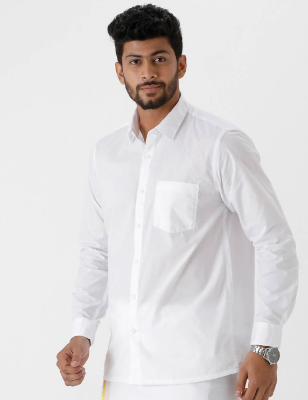 Ramraj Cotton Mens Full Sleeve White Shirt Plus Size - Luxury Cotton | Grocsy