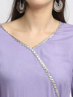 Rudra Bazaar Purple Angrakha Style Flared Kurta With Sharara | Grocsy