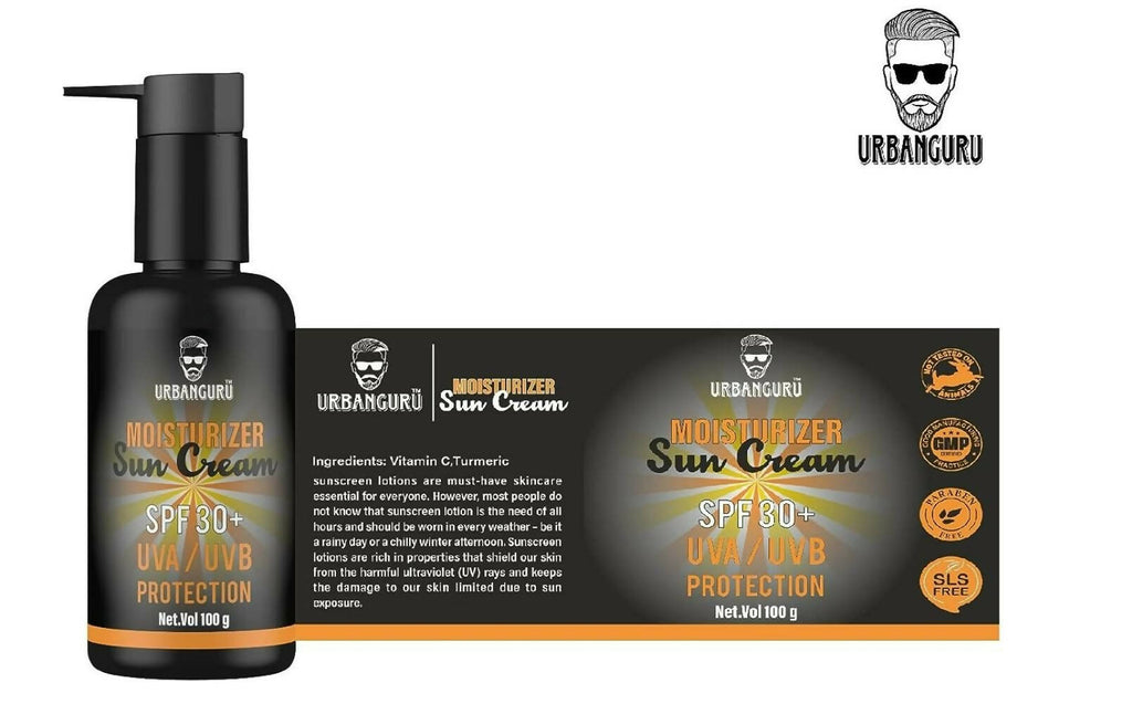 Urbanguru Men's Daily Glow Sunscreen & Moisaturizer SPF30+ UVA/UVB Sun Protection | Grocsy