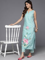 Ahalyaa Women's Traditional wear Kurta Set - Blue | Grocsy