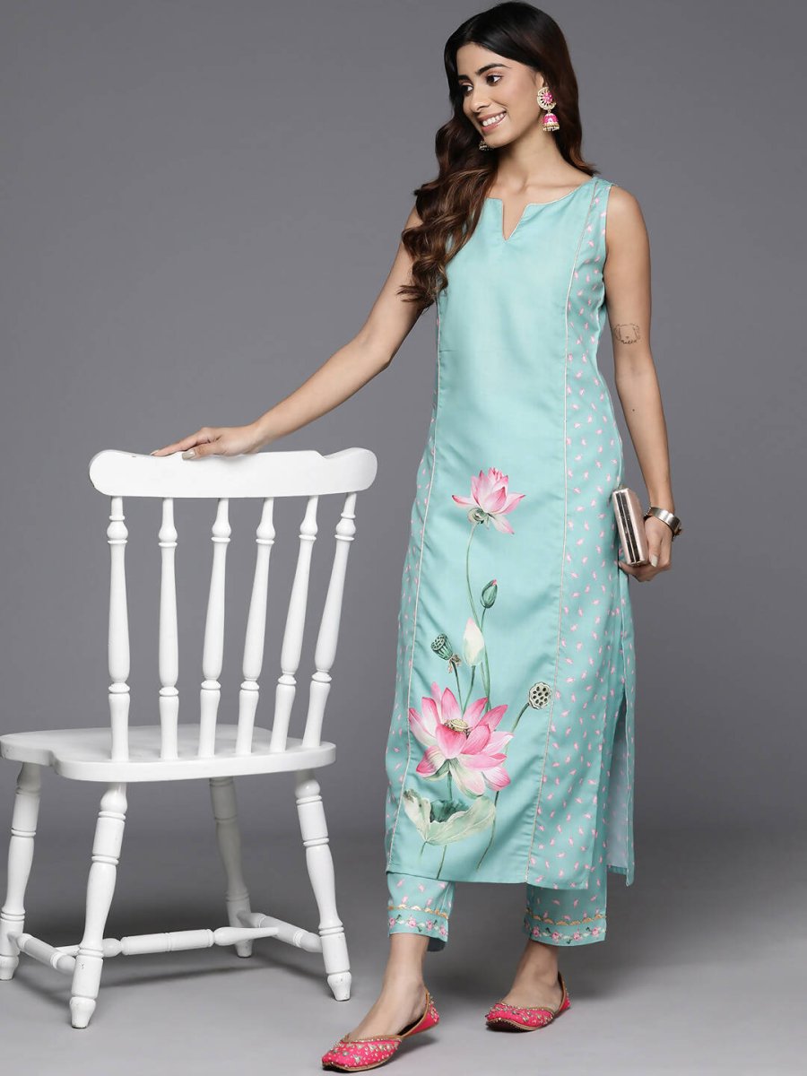 Ahalyaa Women's Traditional wear Kurta Set - Blue | Grocsy