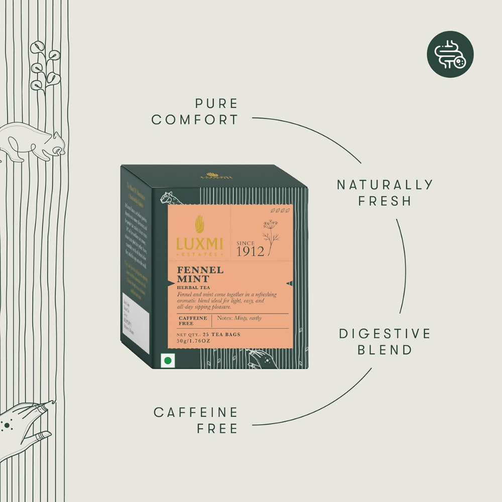 Luxmi Estates Fennel Mint Herbal Tea | Grocsy