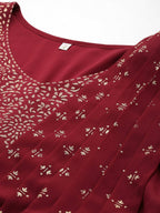 Ahalyaa Women's Traditional wear Ethnic Dress - Maroon | Grocsy