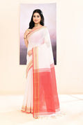 Piyari Fashion Women's White Embellished Cotton Blend Jamdani Saree | Grocsy
