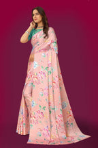 Aayaa Designer Printed Satin Saree - Multi Color | Grocsy
