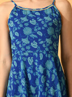Myshka Women's Blue Fit and Flare Party Dress | Grocsy