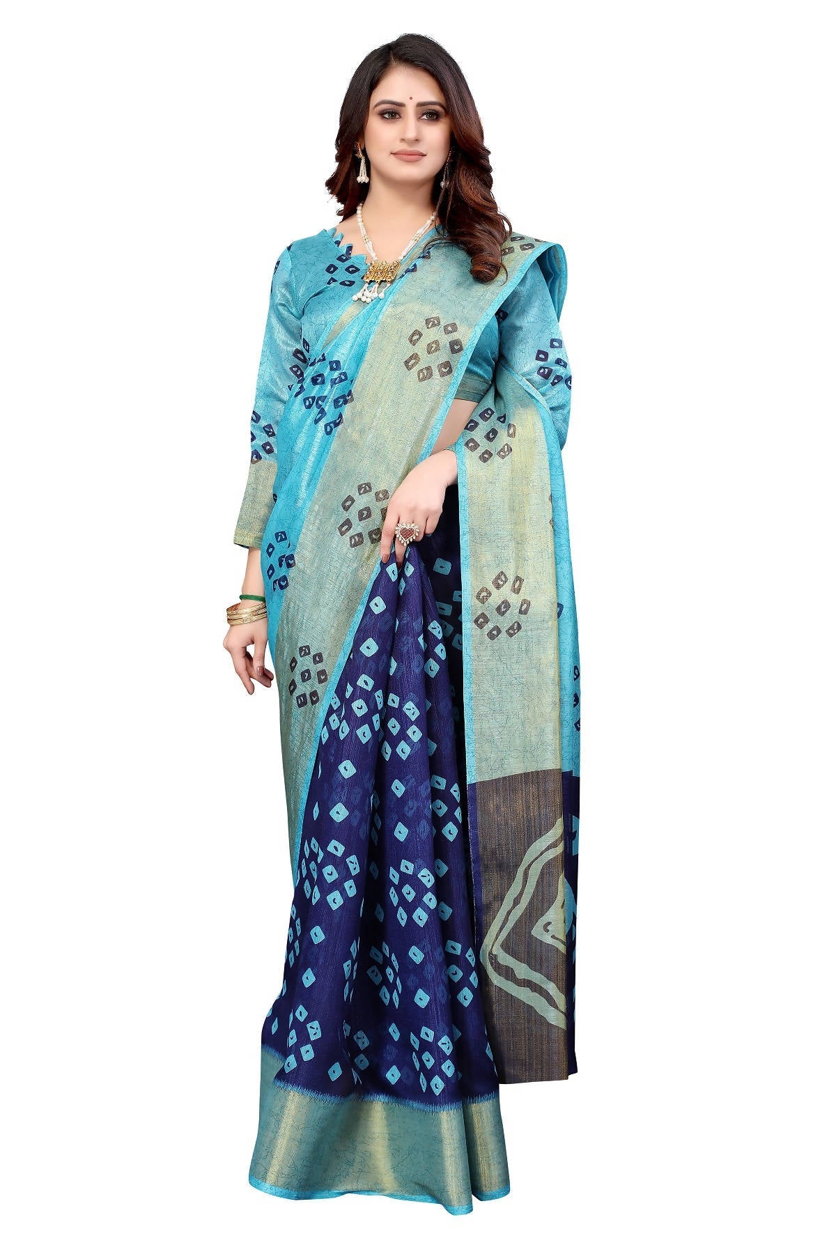 Vamika Ethnic Fire Navy Jari Border Linen Saree | Grocsy