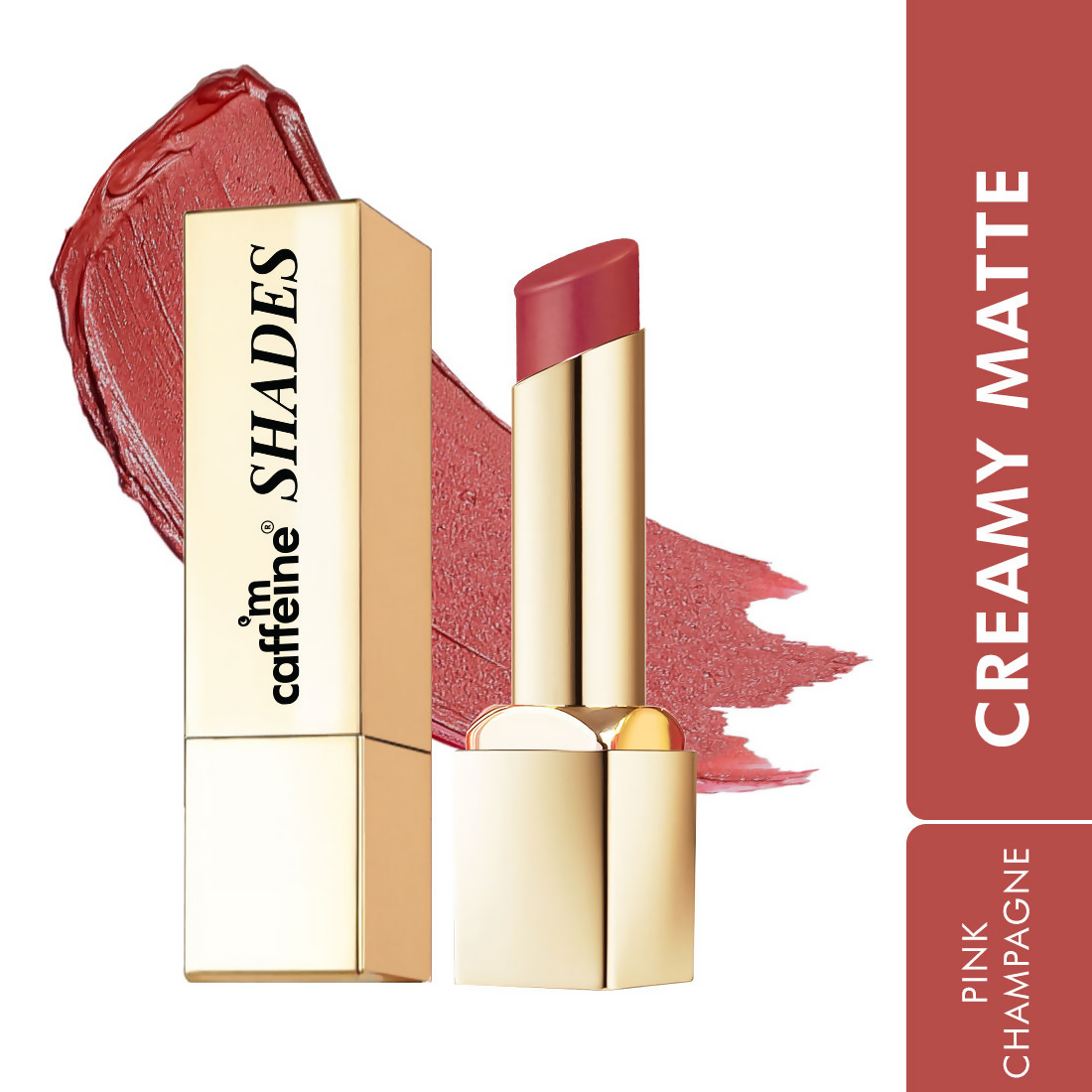 mCaffeine Shades Creamy Matte Kiss Bullet Lipstick Moisturizing Lightweight - Pink Champagne | Grocsy