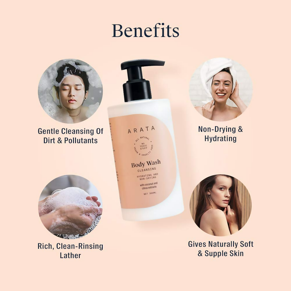 Arata Natural Hydrating & Non-Drying Body Wash With Coconut & Citrus Extracts | Grocsy
