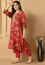 Joban Fashion Red Maslin Kurta Set | Grocsy