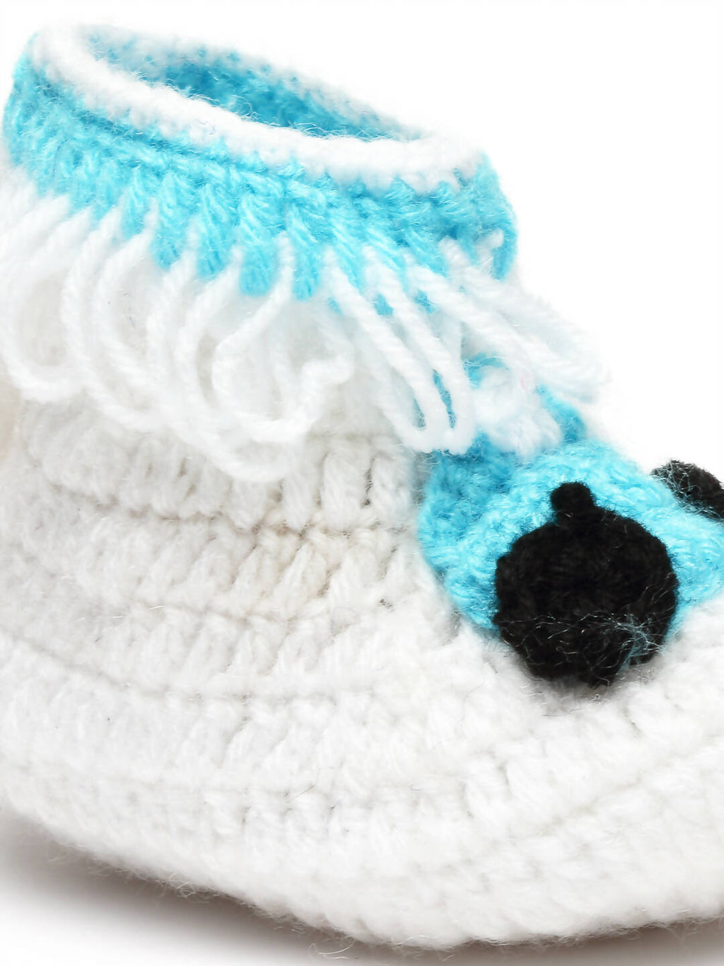 Chutput Kids Woollen Hand Knitted Self Desgin Detailed Booties - White | Grocsy