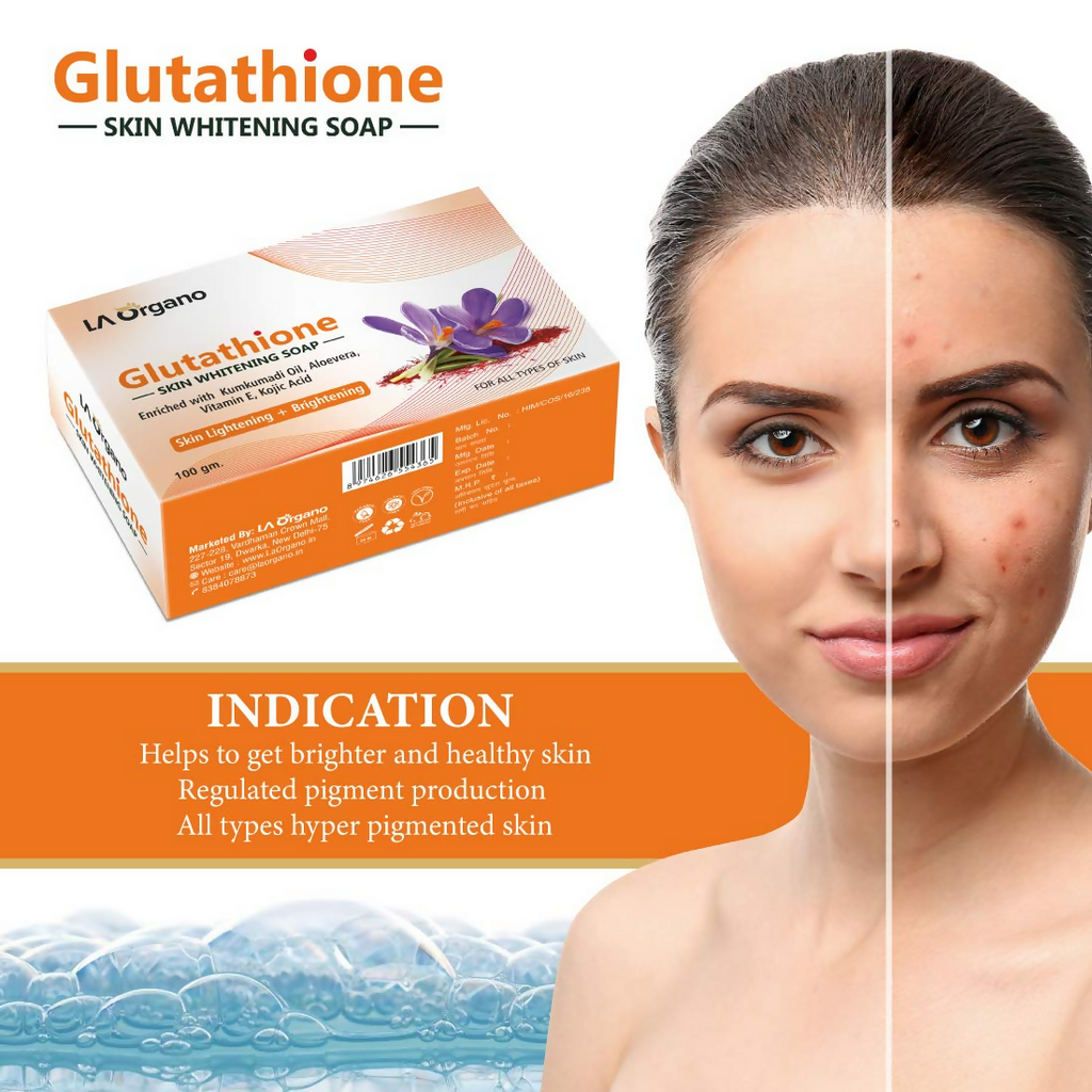 LA Organo Glutathione Kumkumadi Skin Lightening & Brightening Soap | Grocsy