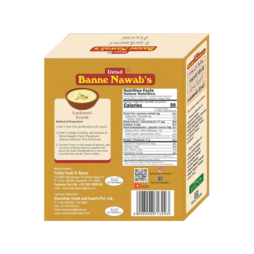 Ustad Banne Nawab's Lucknowi Feerni, Blend for Rice & Milk ,Ethnic Instant Dessert | Grocsy