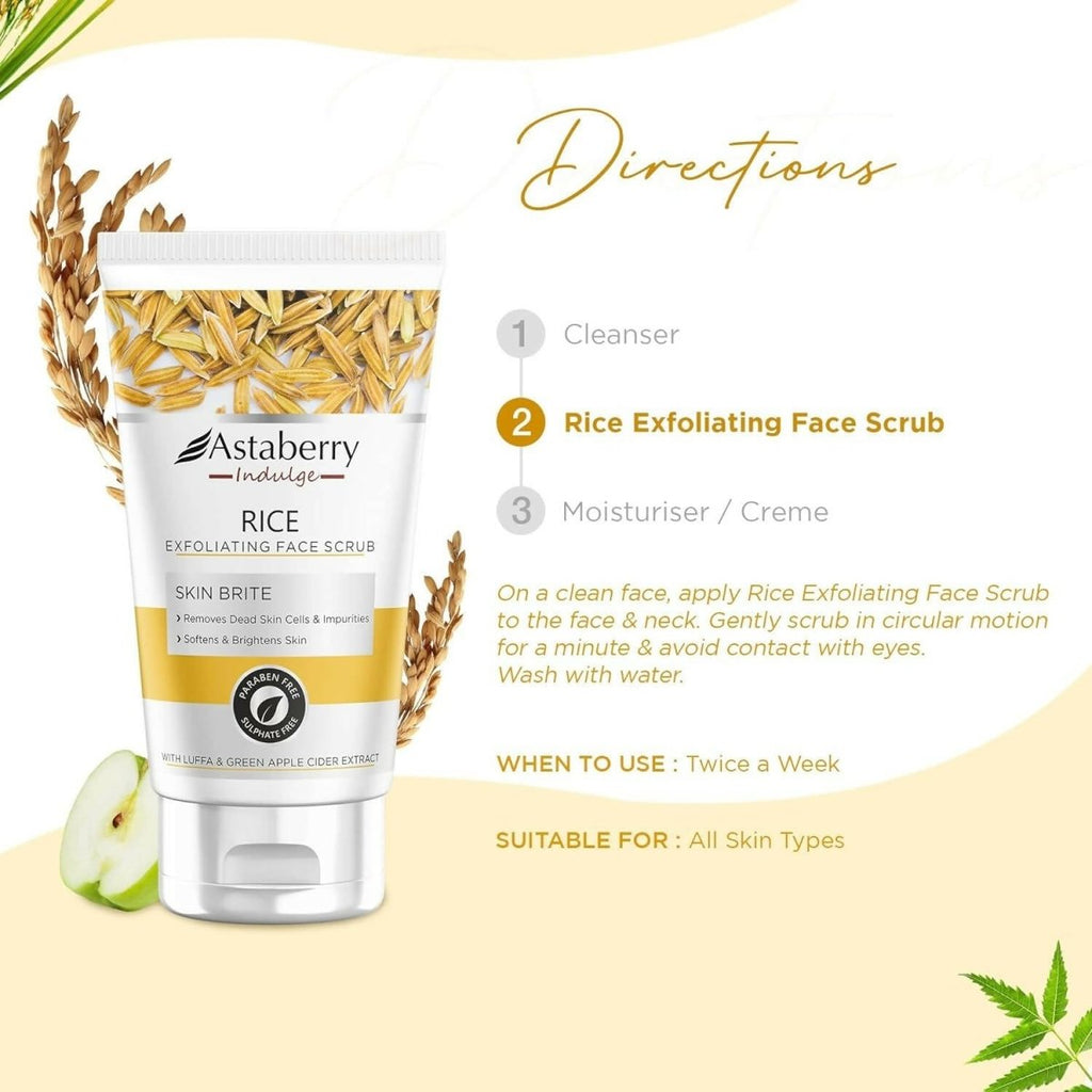 Astaberry Indulge Rice Exfoliating Face Scrub | Grocsy