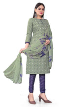 Sea Green Slab cotton Printed Unstitched Dress Material - Tanvi | Grocsy