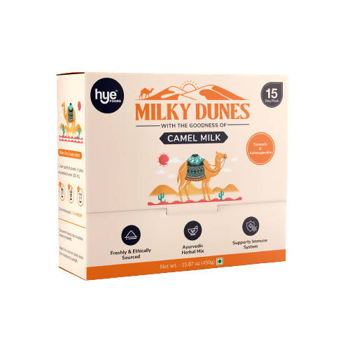 hye Foods Milky Dunes With The Goodness Of Camel Milk-Turmeric & Ashwagandha Flavour | Grocsy