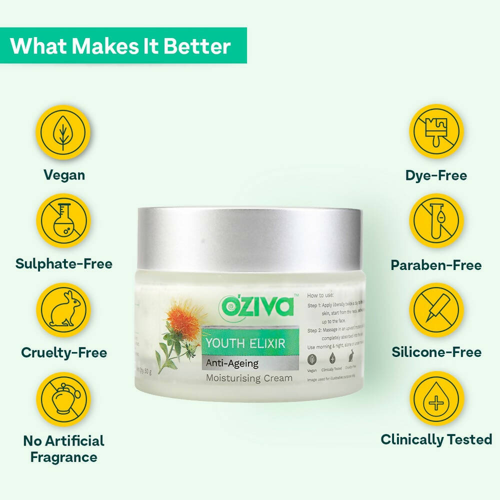 OZiva Youth Elixir Anti-Ageing Moisturising Cream | Grocsy