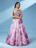 House of Panchhi Lavender Organza Floral Printed Lehenga choli & Dupatta | Grocsy
