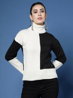 Women Winter Off White Acrylic Sweater - Wool Trees | Grocsy