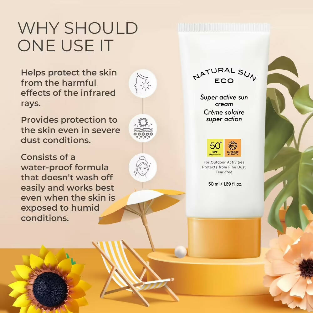 The Face Shop Natural Sun Eco Super Active Sun Cream - Korean Skincare | Grocsy