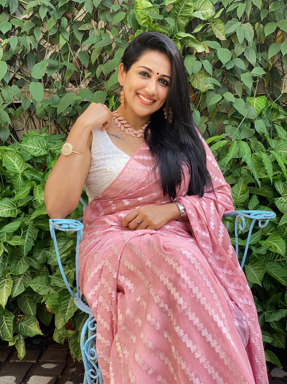Pink Poly Chiffon Ethnic Motifs Saree with Unstitched Blouse - Hiral Fashion | Grocsy