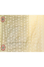 Joban Fashion Green Saree Tissue Zari Buti Allover Applick With Contrast Blouse | Grocsy