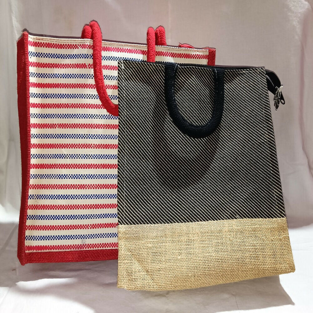Jute Ladies Fashion Bags Combo - Big & Small | Grocsy