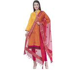 A R Silk Women's Gotta Patti Embroidery Orgenza Cotton Mehroon Dupattas and Chunnis | Grocsy