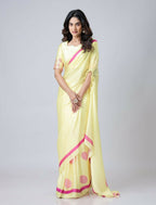 Vastranavya Yellow Mandala Print Free Hand Ready to Wear Saree | Grocsy