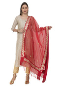 Mominos Fashion Red Orgenza Gotta Patti Dupatta | Grocsy