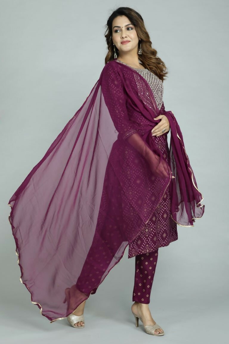 Alvano Women's Attractive And Stylish Rayon A Line Kurta With Pant And Dupatta | Grocsy