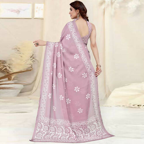 Women's Partywear Designer Pink Chinon Shiffon Fancy Saree - Dyuti | Grocsy