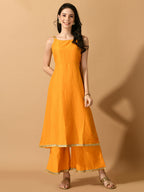 Myshka Women's Yellow Solid Party Kurta Sets | Grocsy