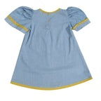 Mhyssa Blue Puff Sleeve A-line Frock | Grocsy