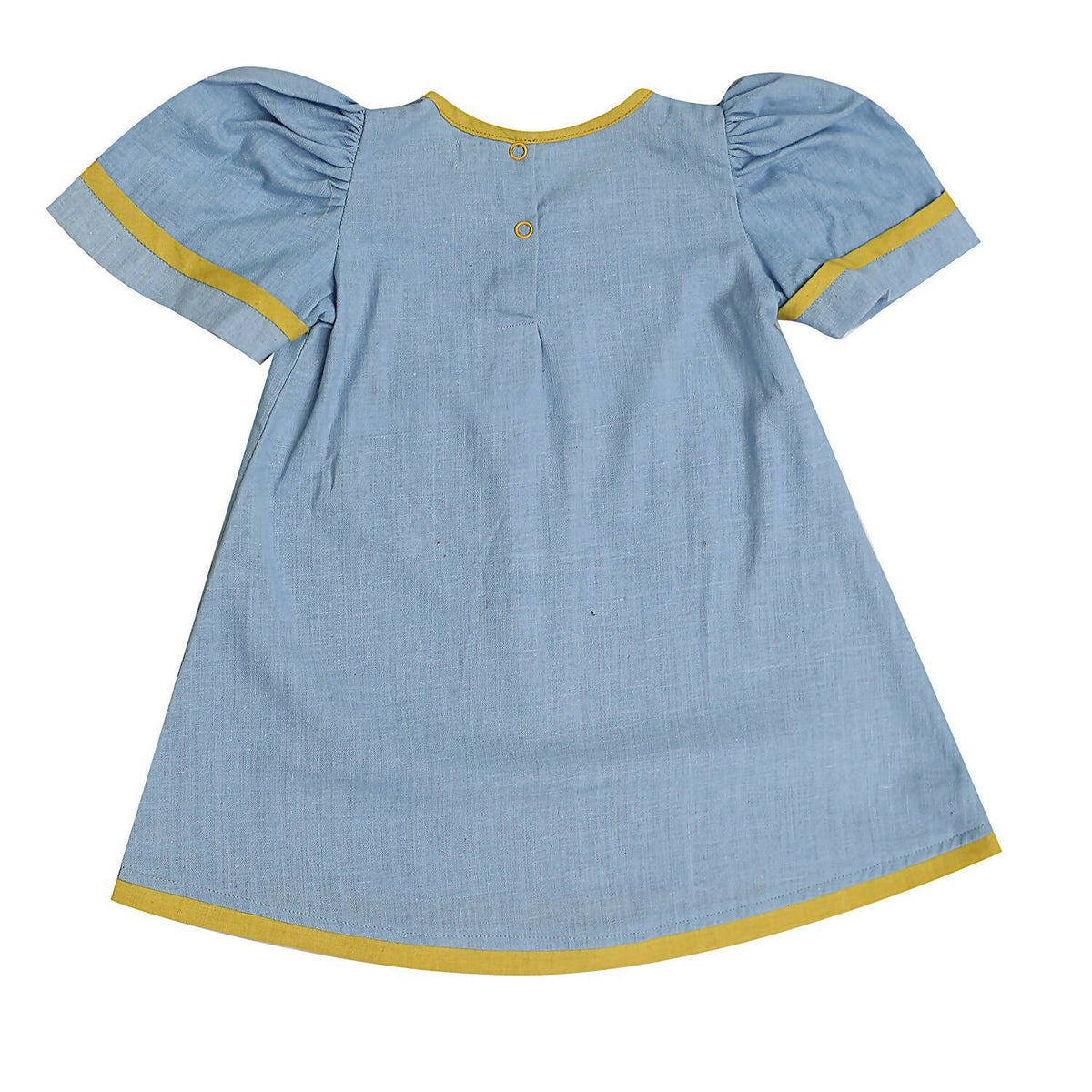 Mhyssa Blue Puff Sleeve A-line Frock | Grocsy