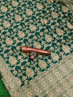 DEIANA'S Beautiful Designer Golden zari Soft Lichi Silk Saree - Green | Grocsy
