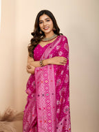 Pink Soft Silk Woven Meenakari Designer Saree - Vedanti | Grocsy