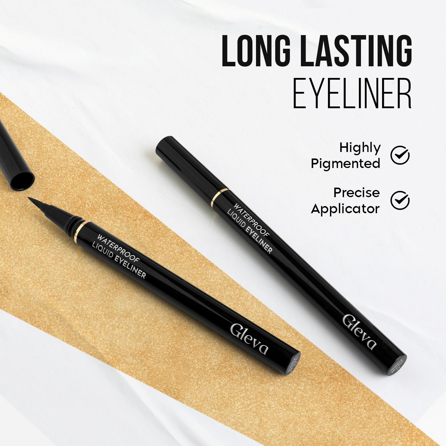 Gleva Liquid Eyeliner Pen Eye Makeup Waterproof Smudge proof - Black | Grocsy