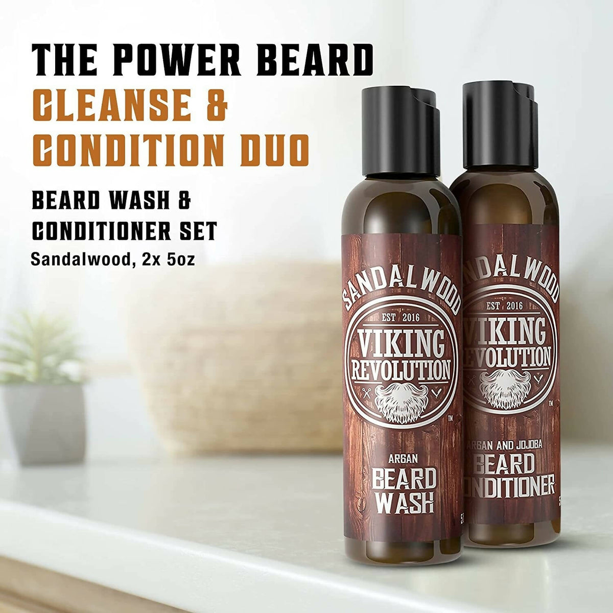 Viking Revolution Sandalwood Beard Wash and Beard Conditioner Combo | Grocsy