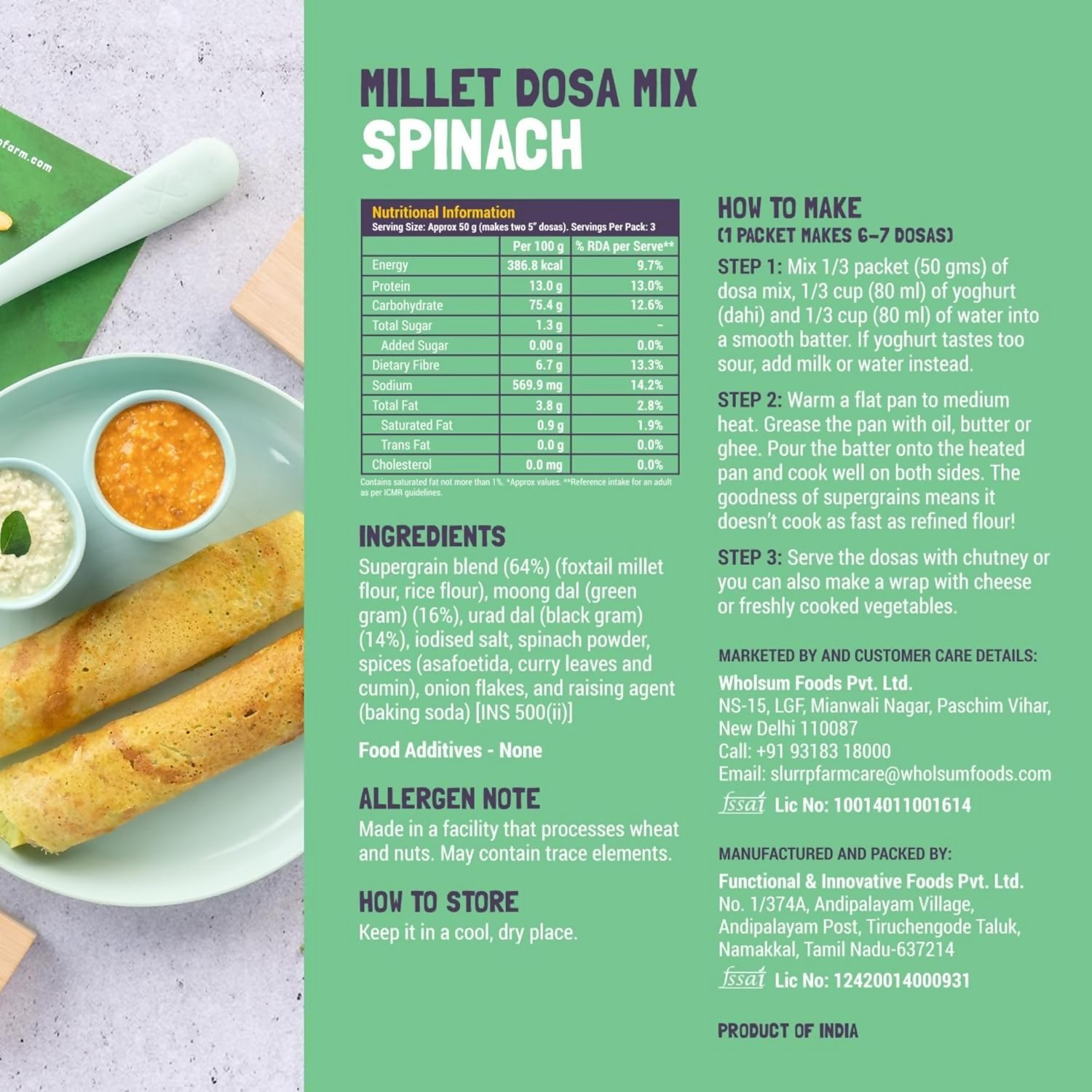 Slurrp Farm Spinach And Beetroot Millet Dosa Mix Combo | Grocsy