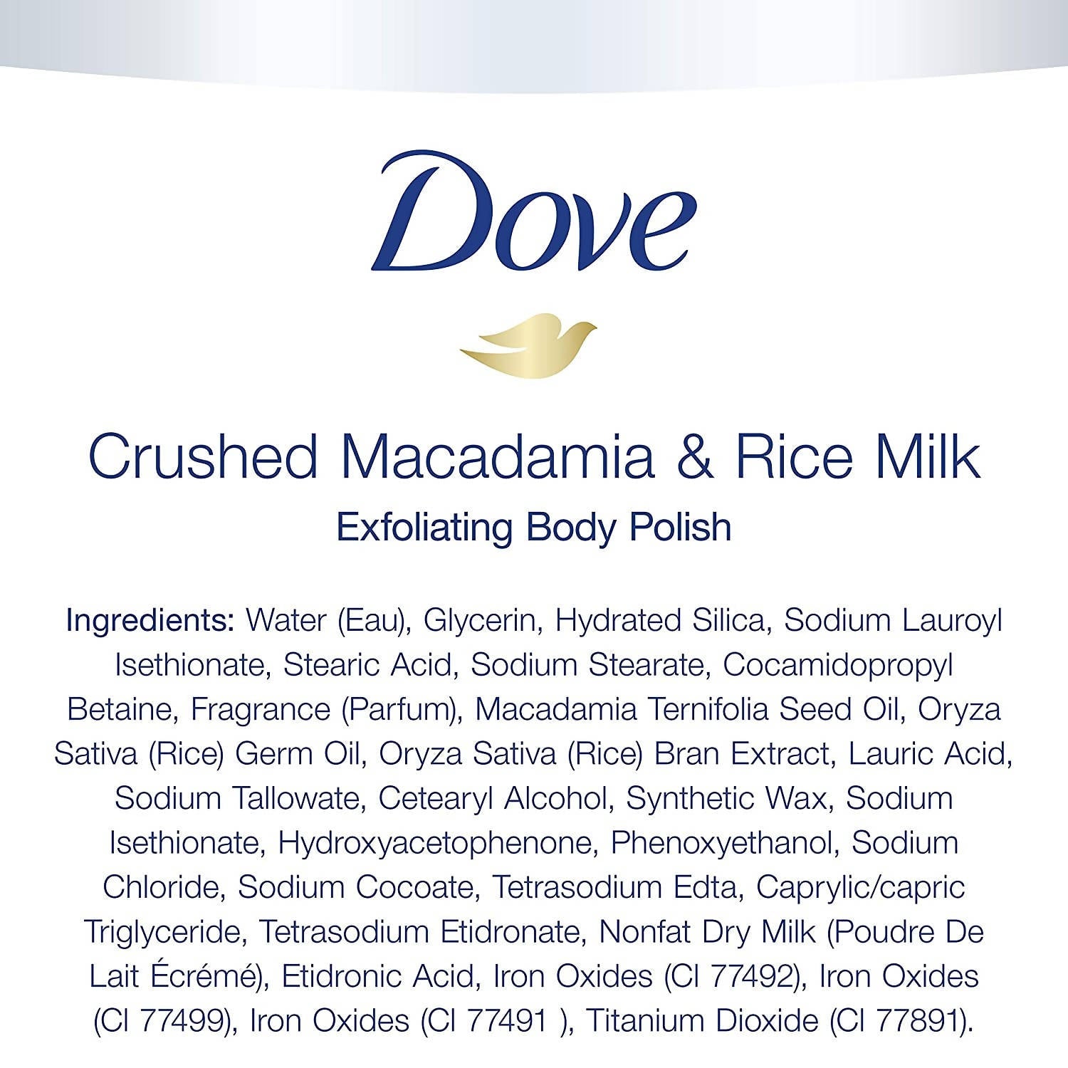 Dove Crushed Macadamia & Rice Milk Moderate Exfoliating Body Scrubating Body Polish Scrub | Grocsy