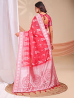 Shree Shyam Fashion Varnika Pink Linen Cotton Saree | Grocsy
