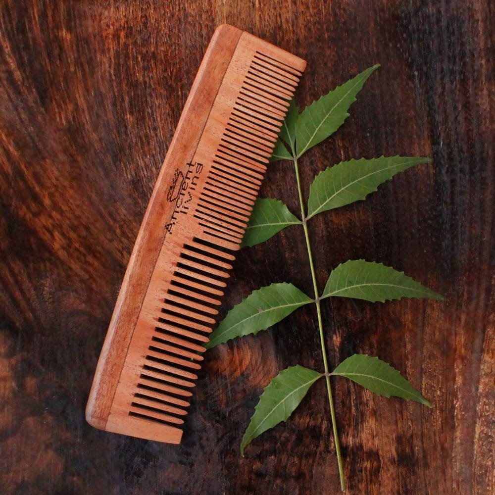 Ancient Living Neem Wood Comb 2 in 1 Model | Grocsy
