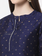Myshka Blue Color Silk Blend Printed Kurta With Dupatta Set | Grocsy