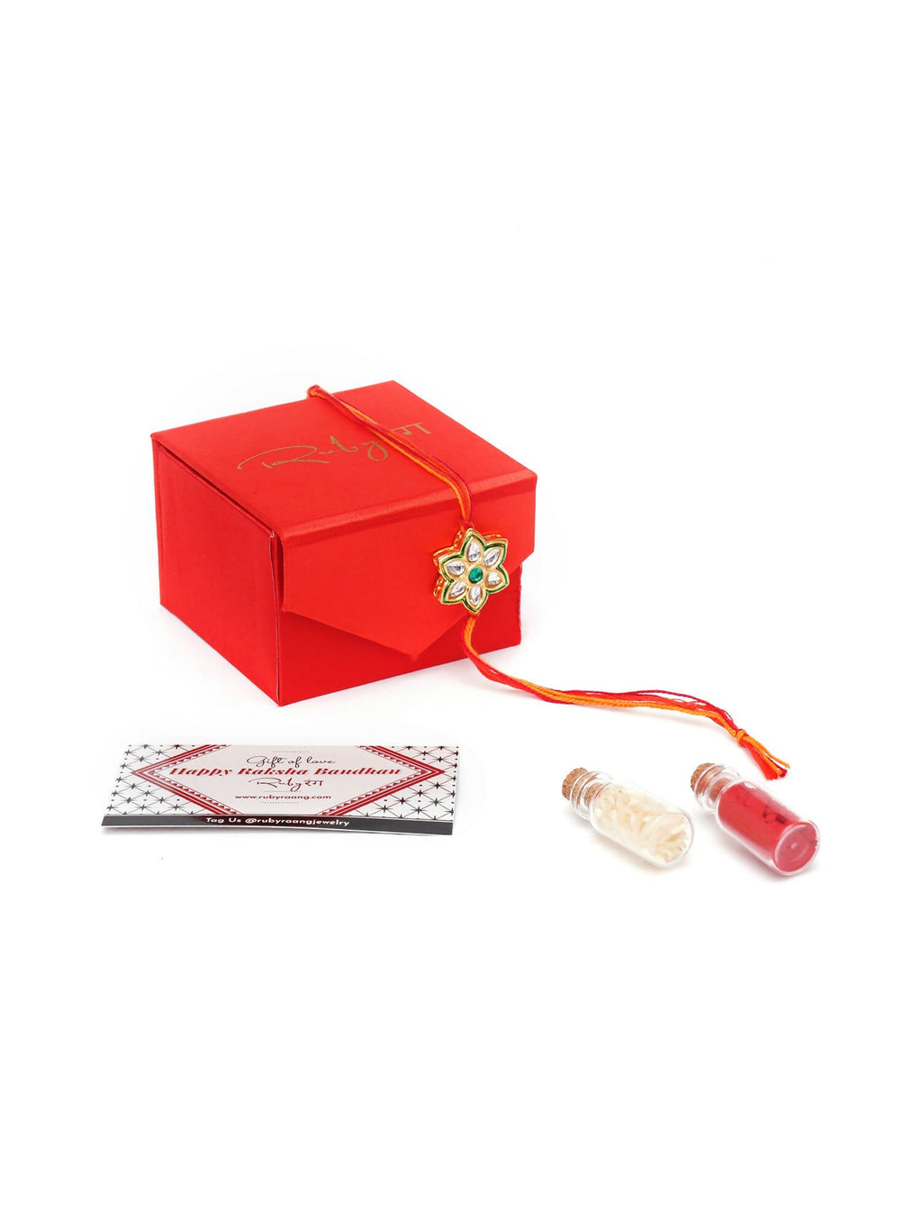 Designer kundan Rakhi - Ruby Raang | Grocsy
