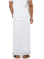 Ramraj Cotton Mens Pure Cotton 1 1 / 2 " Silver Jari Dhoti - White | Grocsy