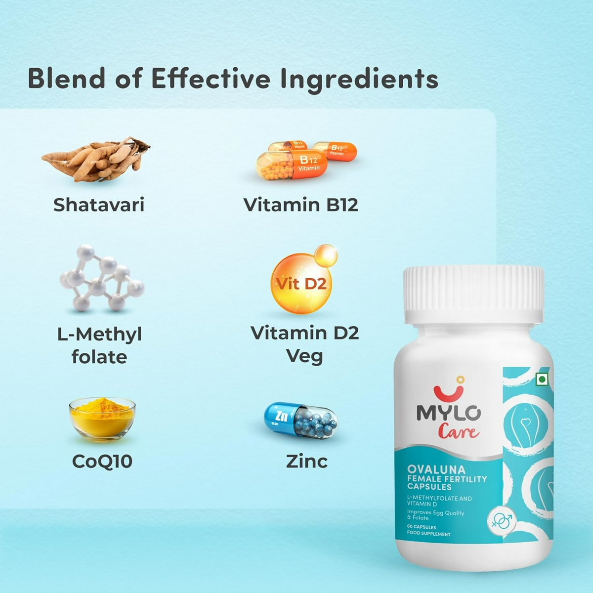 Mylo Care Ovaluna Female Fertility Supplement Capsules | Grocsy