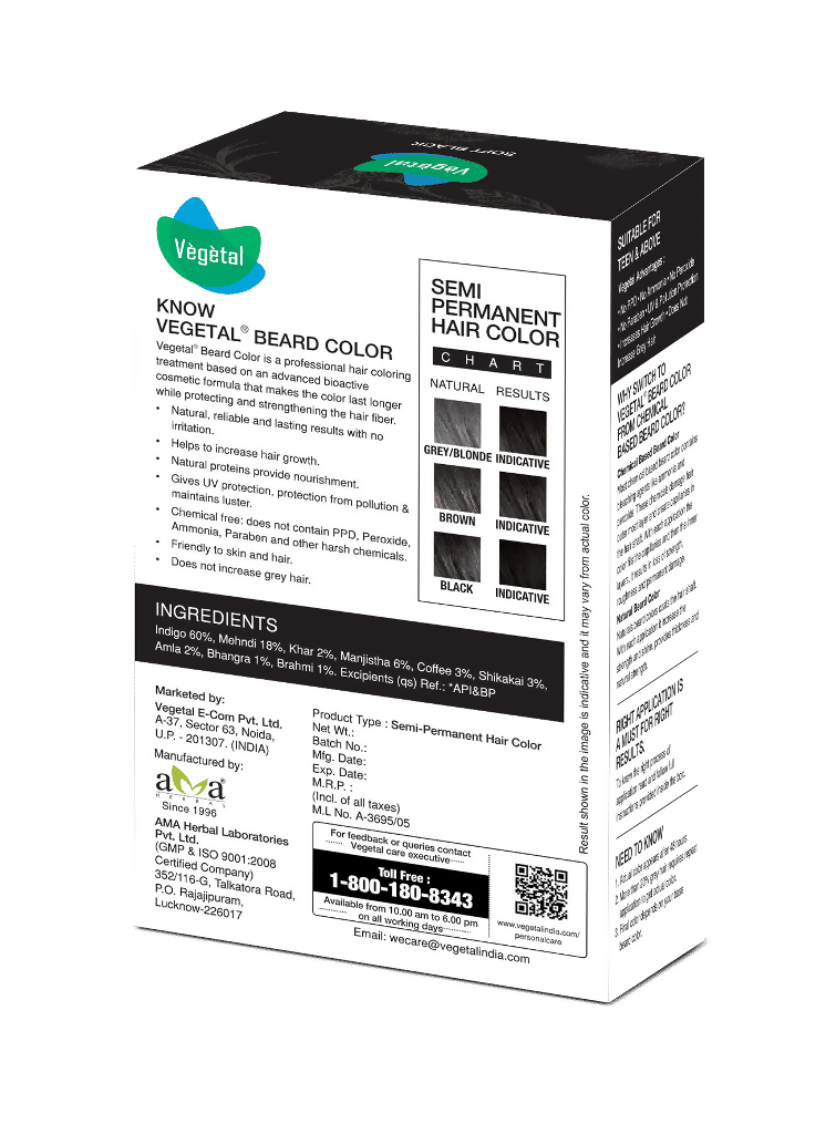 Vegetal Safe Color For Beard - Soft Black | Grocsy